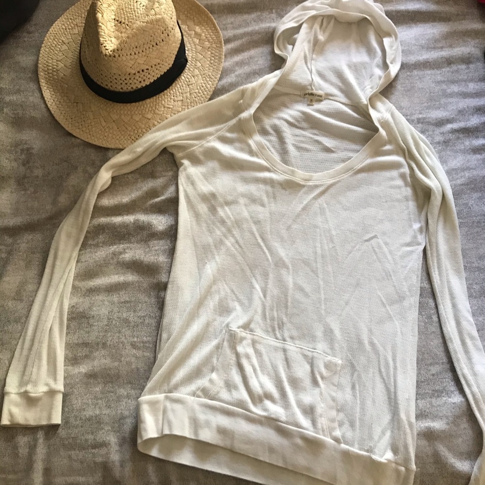 White hooded sheer long sleeve